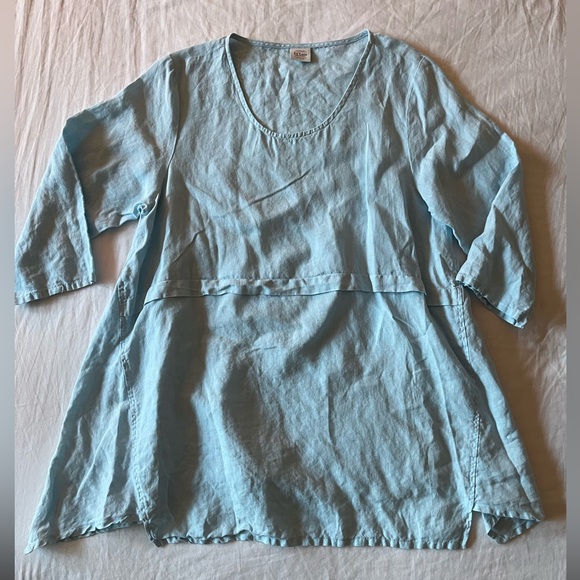 et' lois lagenlook 100% linen tunic in pastel blue Size M - Picture 3 of 10